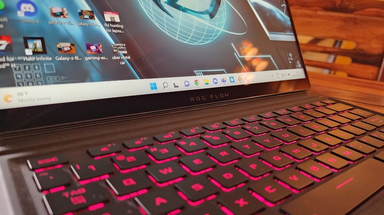 Close-up view of Asus ROG Flow Z13. 