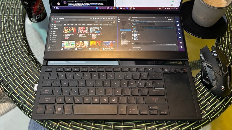 Top down down of keyboard deck on Asus ROG Zephyrus Duo 16