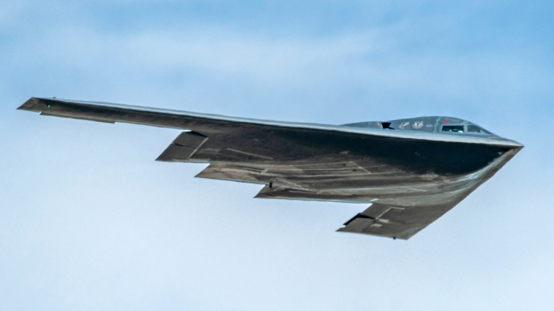 B-2 Spirit flying over clouds