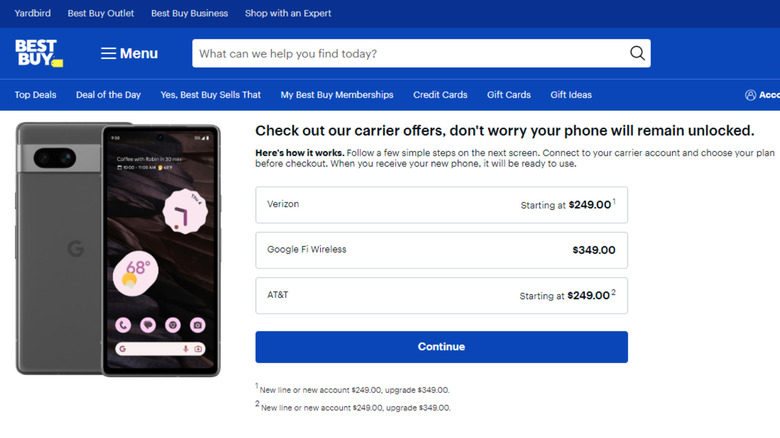 Pixel 7a Best Buy discount store page