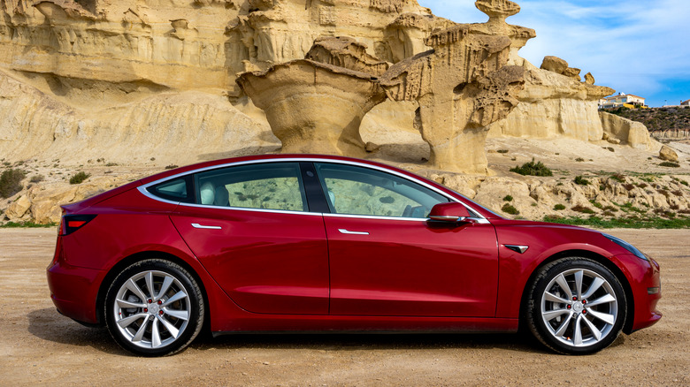 Tesla Model 3 in the desert