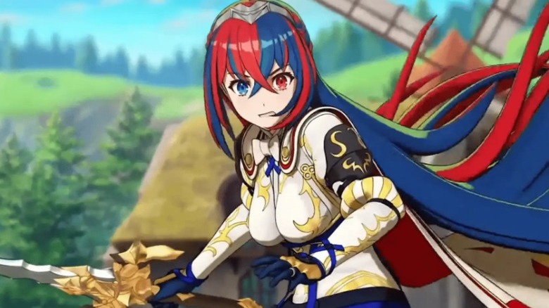 Character holding a sword ready to fight in Fire Emblem Engage