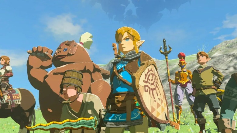Link standing with Hyrule residents in Tears of the Kingdom