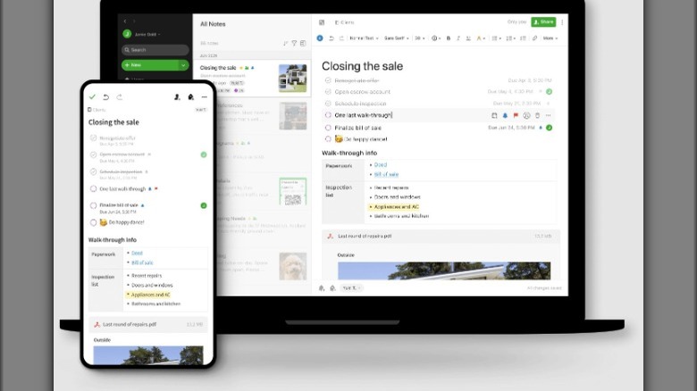 evernote app on a smartphone and laptop