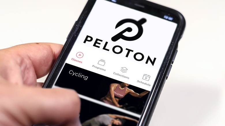 phone with peloton app