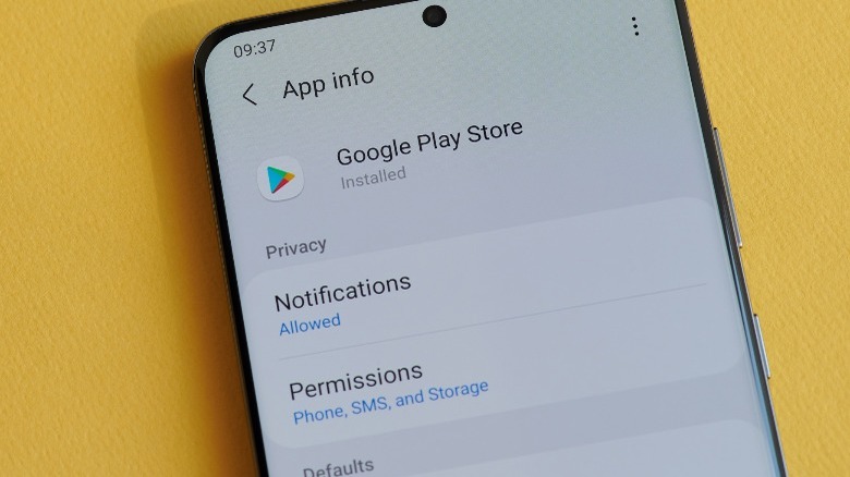 Google Play Store app info on Android phone