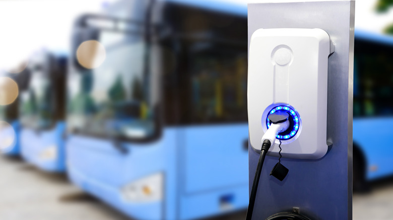 Electric buses at EV charging station