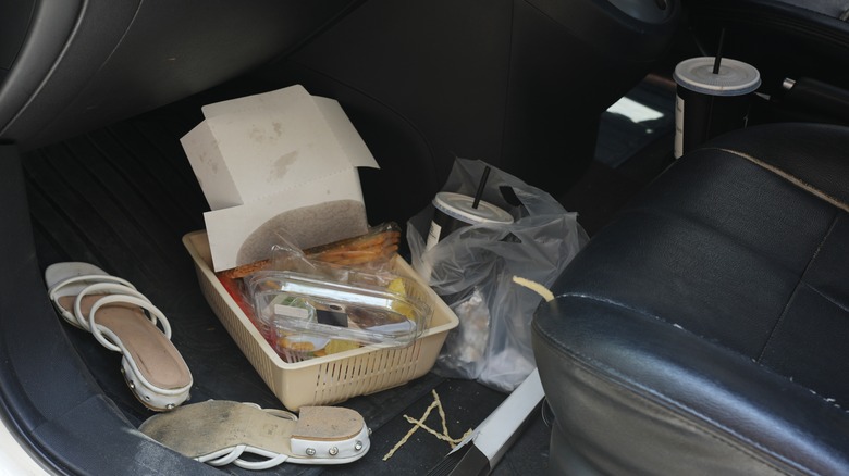 trash in car