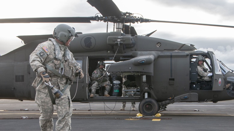 Black Hawk lands after mission