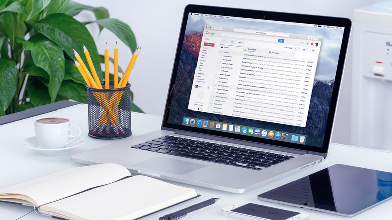 Web-based Gmail on a laptop computer