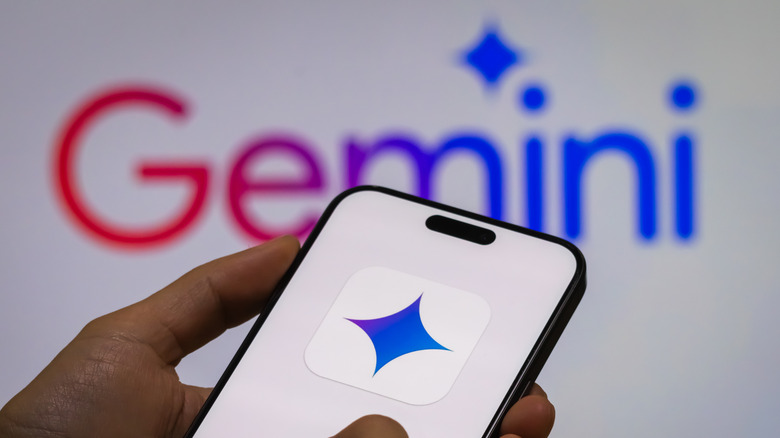 Phone with Google Gemini symbol