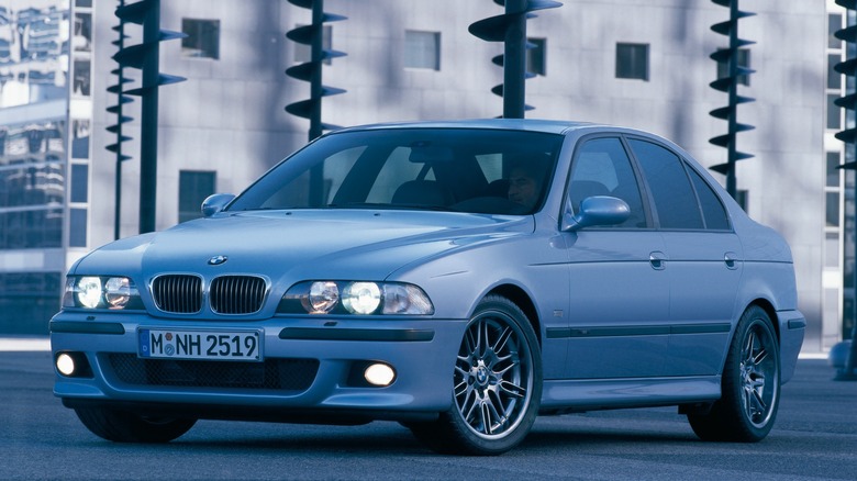 Grey BMW M5 E39 parked in an urban setting