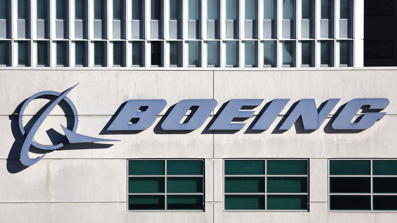 boeing logo sign on building