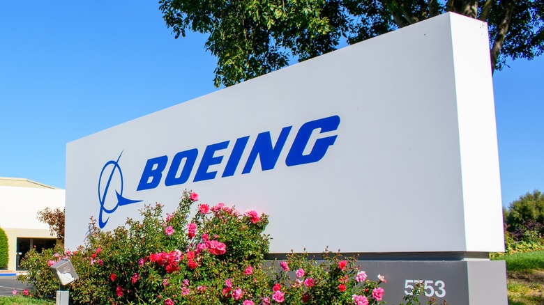 Boeing logo on a sign