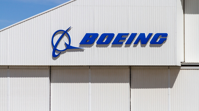 Boeing logo on side of building