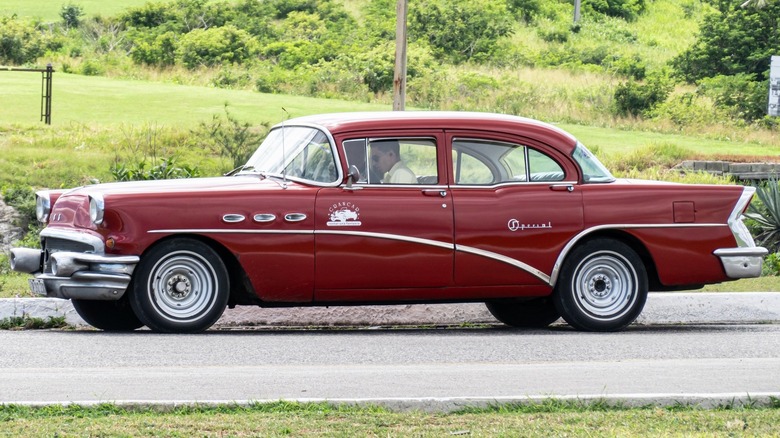 1956 red Buick Special driving