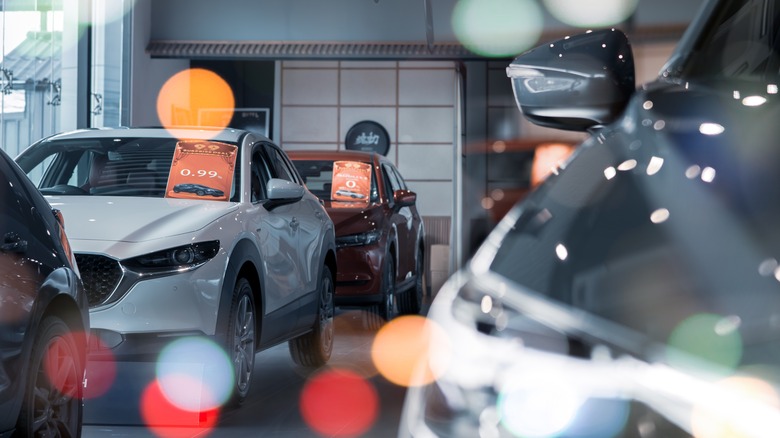 EVs in a car dealership