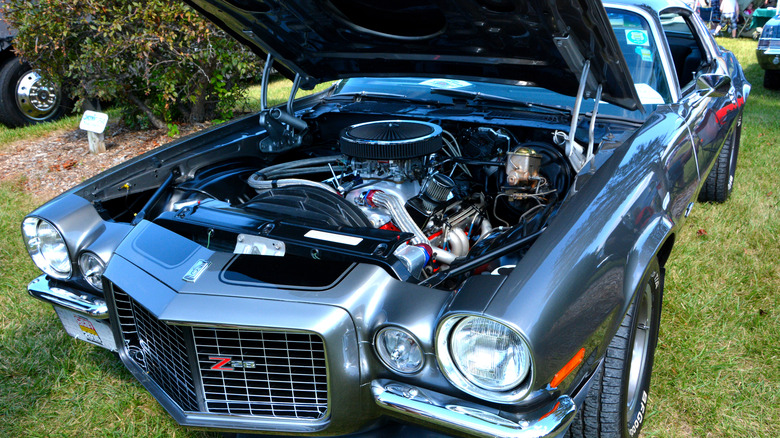 Z28 Camaro with open hood