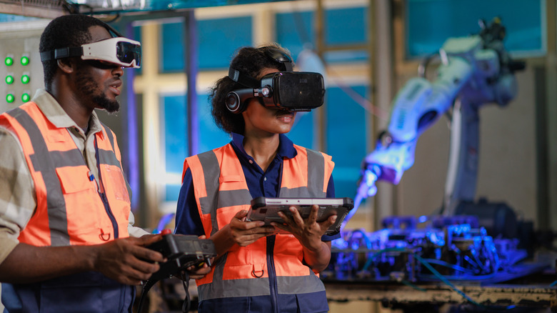 workers using vr headsets