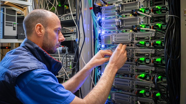 man working on server architecture