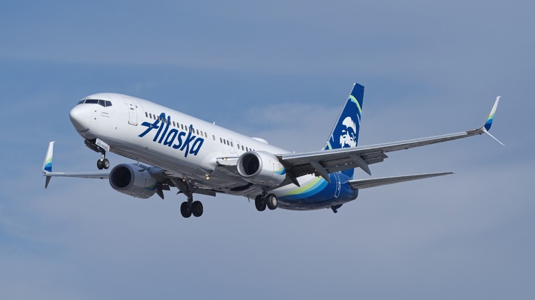 Alaska Air 737 in sky