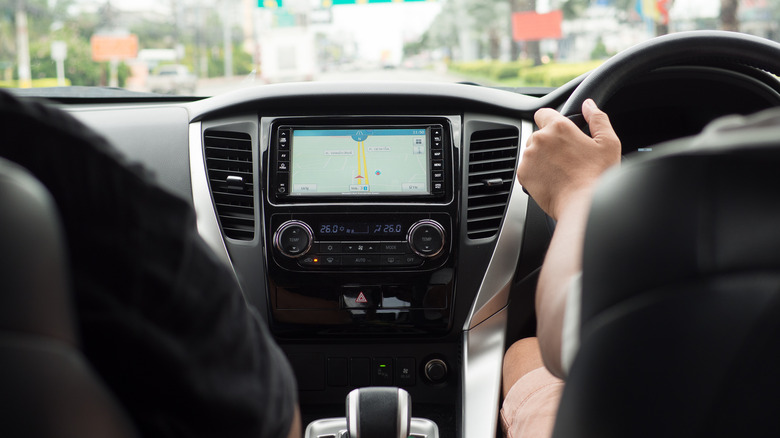 Car dashboard with the infotainment screen 