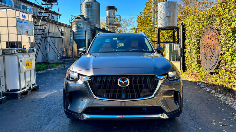 2025 Mazda CX-90 parked in the back of a bourbon distillery