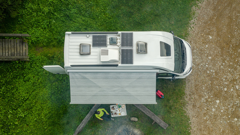 AV with solar panels on roof