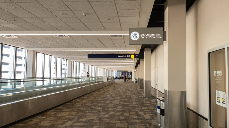 Customs office sign at an airport