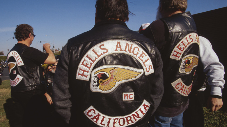 Members of the Hells Angels gather in celebration.