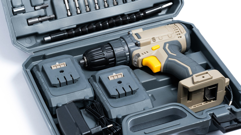 Cordless drill in a case