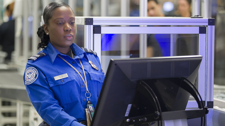 TSA agent looking at monitor