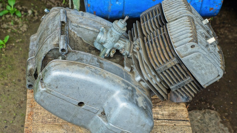 Motorcycle engine on pallet