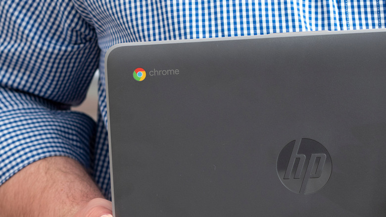 Person using a Chromebook