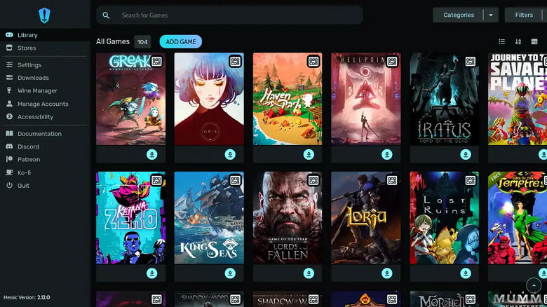 Heroic Games Launcher app screen