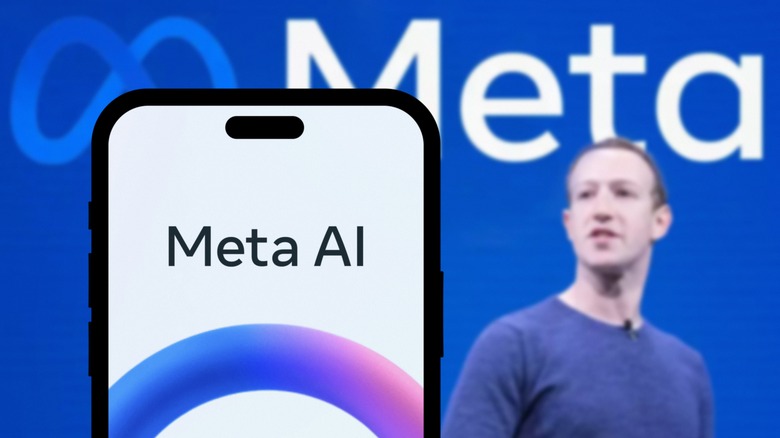 Mark Zuckerberg with Meta AI in background