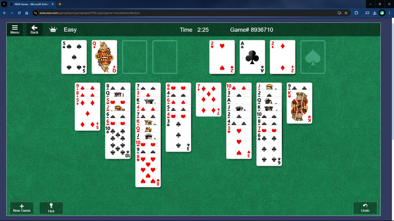 Playing a Microsoft FreeCell game in Chrome via the MSN Games website