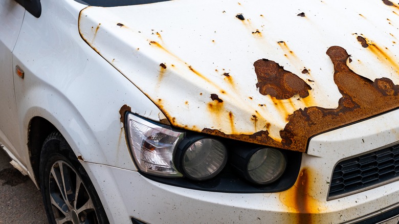 Rusty car hood