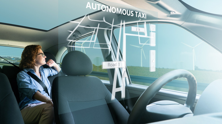 passenger in self-driving taxi