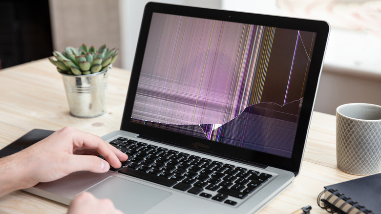 A broken MacBook screen