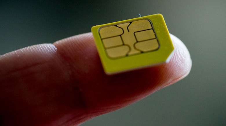 SIM card on finger