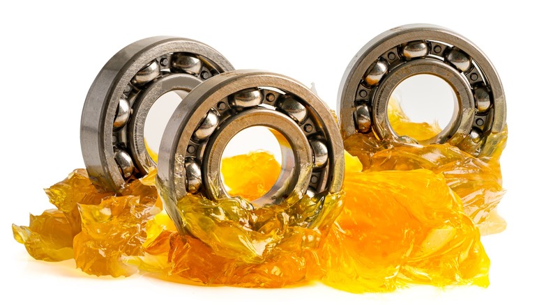 Ball bearings saturated in thick oil.