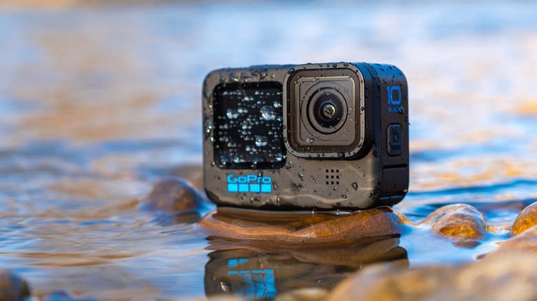 wet GoPro on rock