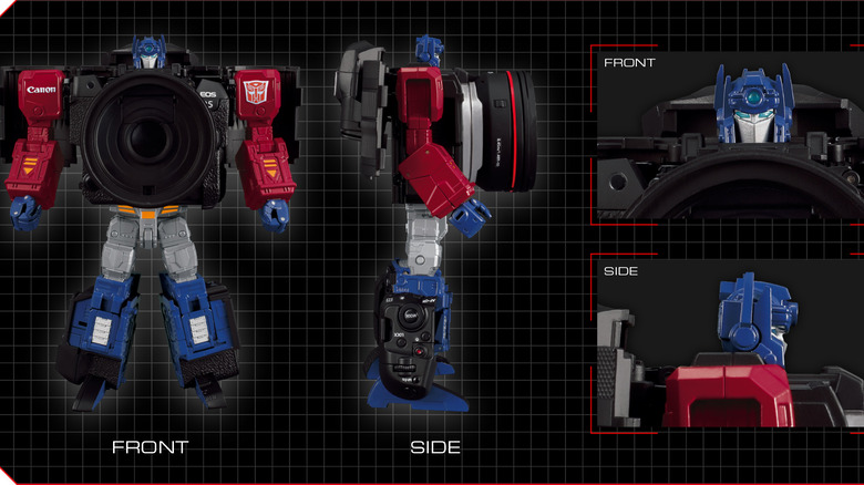 Canon collectible shaped after Optimus Prime.