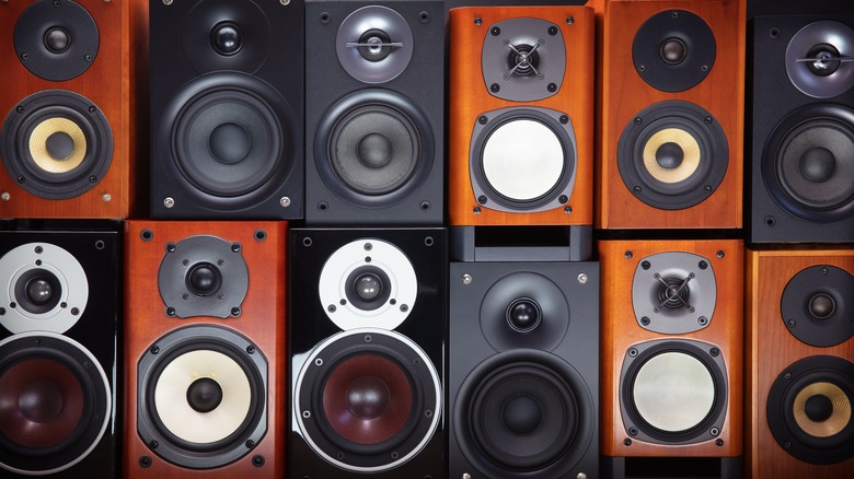 wall of hi-fi speakers