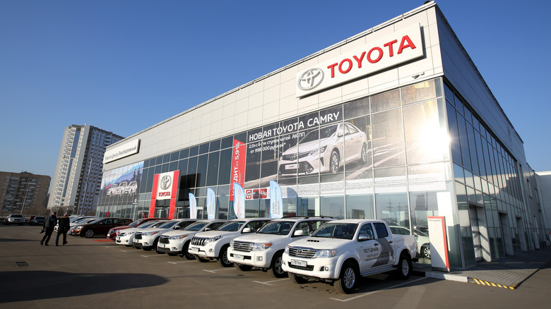 Toyota dealership with cars outside