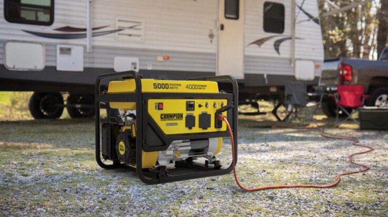 Champion 4000W generator powering an RV