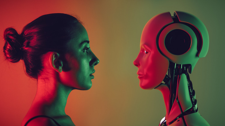 Human facing a robot