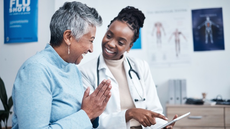 Patient talking to doctor