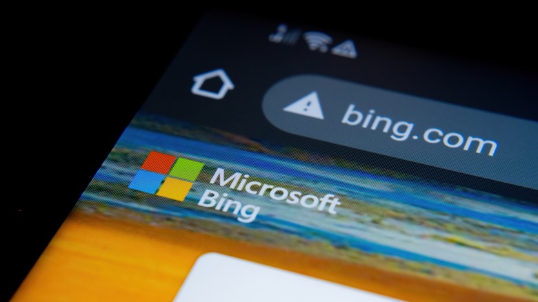 Microsoft Bing homepage on mobile